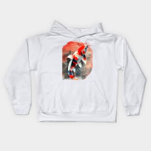 Koi Pond: Showa Sanshoku Koi captivating in their endless variety on a light (Knocked Out) background Kids Hoodie